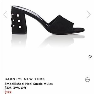 Black suede embellished heel mules